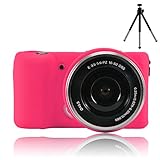 First2savv XJPT-A5000GJ-02 pink Rubber Camera Case Bag for SONY A5000 A5100 + mini tripod
