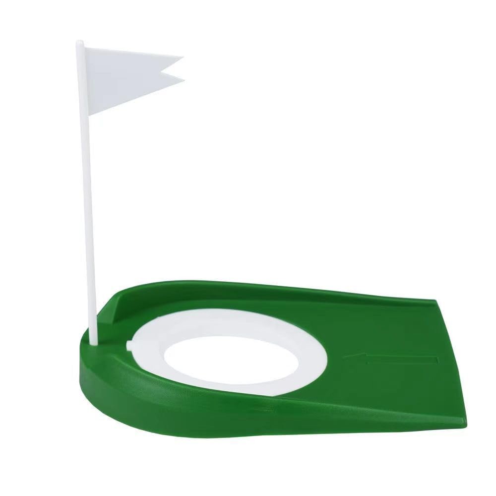 Kigniote Golf Putting Mat Practice, Indoor Outdoor Plastic Golf Putting Cup Practice Aids with Adjustable Hole & White Flag