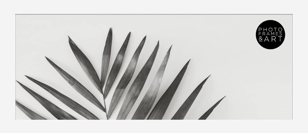 12x5" / 30x13cm - GLASS WINDOW - Modern White Premium Oxford Panoramic Thin Photo Frame Portrait & Landscape