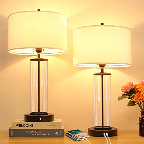 Modern Touch Control Dimmable Table Lamps with 2 USB Ports for Living