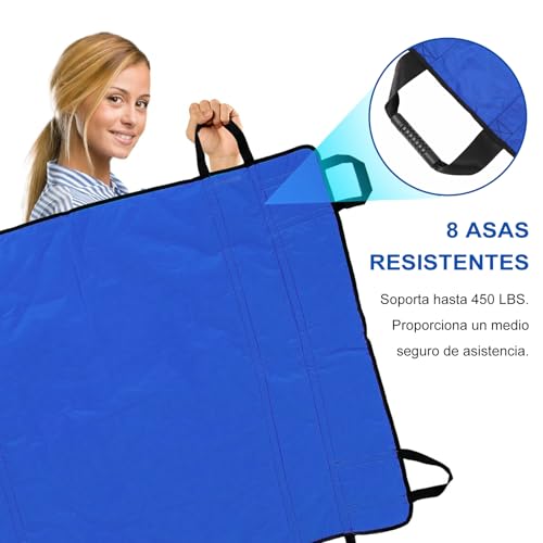 Toketa Manta de Traslado Reutilizable, Colchón de Posicionamiento Impermeable con Ocho Asas Reforzadas, Rotar y Girar al Paciente, lo Que la Hace Muy Adecuada para Cuidar a los Miembros de la Familia
