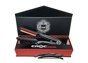 CROC - Plancha de pelo de hierro plano con infrarrojos de 1.5 pulgadas -  Placas flotantes de titanio de cerámica con 2 pinzas de silicona para el  pelo de Tion, calienta hasta 450 °F (negro) : Belleza y Cuidado Personal -  Amazon.com