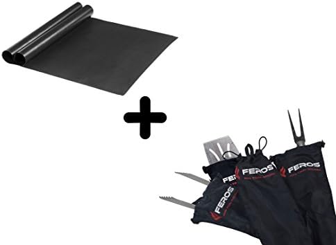 FEROS KIT - (6 Items!) 2 Non Stick BBQ Grill Mats + 4 Weatherproof Covers