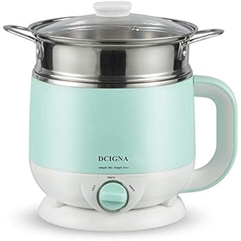 DCIGNA Electric Hot Pot, 1.5L Electric Noodle Cooker, Stainless Steel Mini Shabu Hot, Perefect For Boiling Water, Ramen, Egg, Pasta, Dumpling, Soup, Oatmeal (Blue)