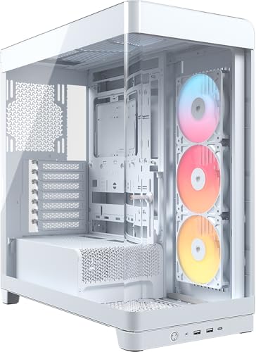 Frame 4500X RS-R ARGB Caja de PC Semitorre con Cristal Panorámico – Sistema de Montaje de InfiniRail, Capacidad para Dos radiadores de 360 mm, Incluye 3 Ventiladores RS120R – Blanco