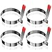 Egg Ring, Stainless Steel Omelet Mold Non Stick Fried Egg Mold with Handle Pancake Ring Metal Kitchen Cooking Tool for Breakfast (set of 4)