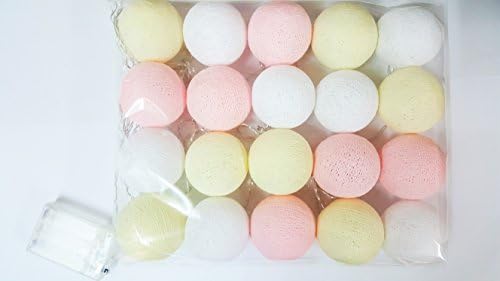 cottonlight pastel cotton ball string light battery string light 20 lights with switch on and off