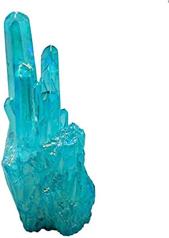 Natural Jewelry 2.5 to 3.5 Inch Rainbow Titanium Coated Amethyst Crystal Cluster Specimen with Acrylic Base (2.-2.5", Sea Blue)