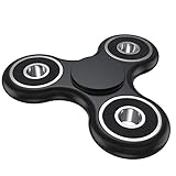 Fidget Spinner - 2 minute spin! - Prime Shipping! Black Spinner w/ Ceramic Bearing - Quieter & Longer Lasting than Other Hand Toy Tri Figit Spinners, ADHD Stress Reducer Figets Finger Toys