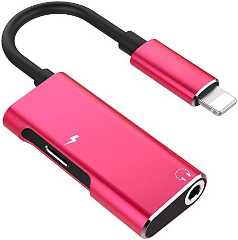 audio dual headphone adapter.2in-1 3-in-1 audio adapter,iphone dongle charge for the Apple headset supports call volume adjustment. Support iphone 7/7P/8/8P (pink) (2in1-pink)