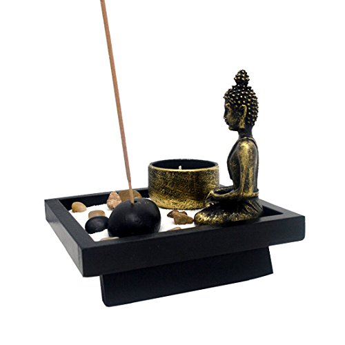 fengshuisale Zen Garden Garten Sand Buddha Rocks Tealight Incense Holder Feng Shui W Free Red String Bracelet SKU:T1020 - Thumbnail 3