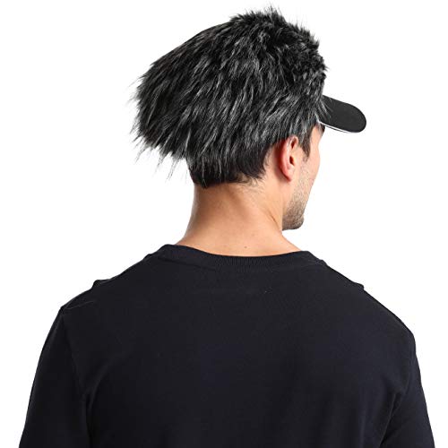Men\'s Novelty Flair Spiked Hair Visor Sun Funny Golf Hats Fake Wig Peaked Adjustable Baseball Caps