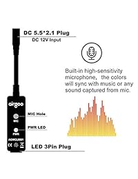 Tira de luces LED para automóvil multi color   Airgoo AGML0013 (nuevo diseño 2017) impermeable Multicolor con Música interior luces de auto para cualquier automóvil activado con encendedor de cigarrillos incluye controlador con cable multifunción