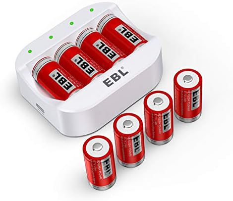 EBL CR123A Batteries 750mAh (8 Pack) and Battery Charger - Compatible with Arlo VMC3030 VMK3200 VMS3330 3430 3530 Wireless Security Cameras