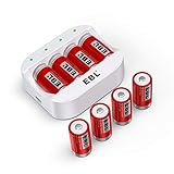 EBL RCR123A Rechargeable Batteries 3.7V Batteries (8 Counts) 750mAh and Battery Charger - Ultra Fit for Arlo VMC3030 VMK3200 VMS3330 3430 3530 Wireless Security Cameras, ETL Certified