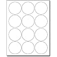 Amazon.com : 2.5" Round White Adhesive Labels - 12 per Sheet ...