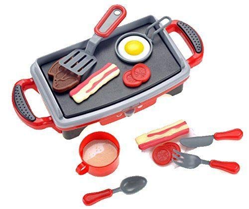 GIRL FUN TOYS Kitchen Toy Play Food Breakfast Griddle Electric Stove Grill Set Cook for Kids - Thumbnail 6