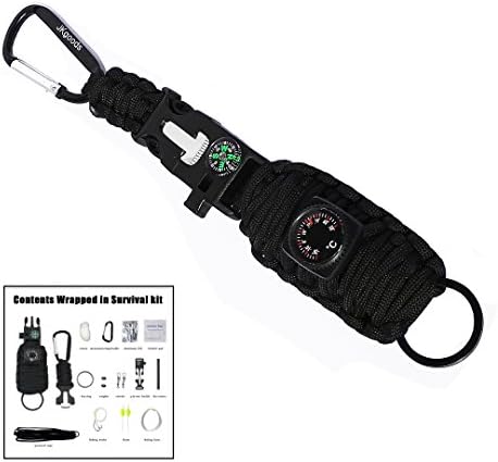 jkgoods 12 in 1 tactical EDC Paracord Keychain bracelet Lanyard Survival outdoor gear
