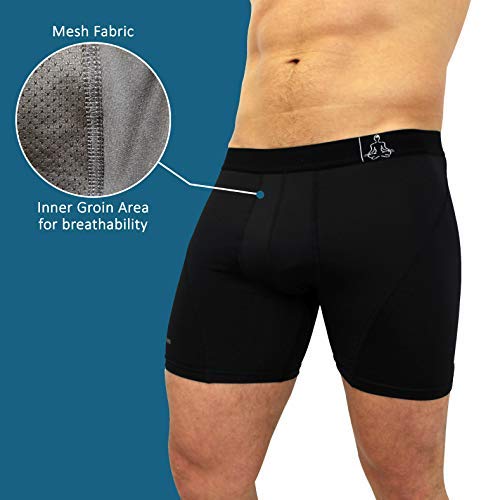 Temple Tape Underwear for Men Sports Performance Boxer Briefs 3-PK Black Medium - Thumbnail 4