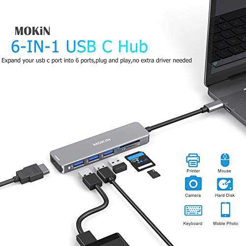 USB C to HDMI Adapter, 6 IN 1 MacBook Pro Adapter USB C Hub 4K@60Hz for MacBook Pro 2020-2016, MacBook Air 2020-2018, Ipad Pro 2020, Surface Pro 7, Dell XPS, USB C to 4K HDMI, SD/TF and 3 USB - Image 3