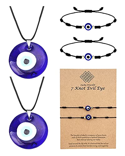 Long tiantian Evil Eye Necklace for Women Evil Eye Pendant Protection Necklaces for Men Leather Rope Glass Inspirational Jewelry Lucky Amulet Necklace Trendy Gifts for Friends