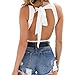 MOLFROA Women's Sexy U-collar Sleeveless Backless Stretch Bottoming Vest Bodysuit Rompers (S,White)