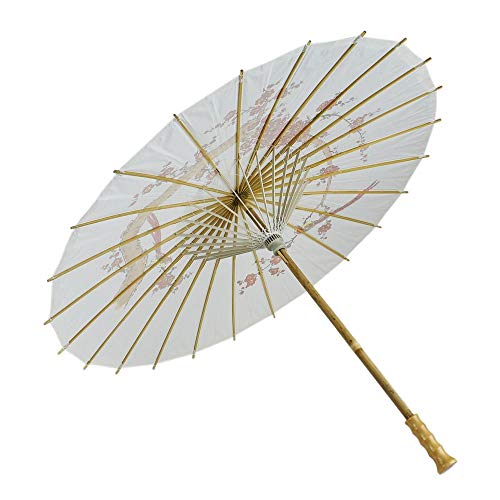 Quasimoon PaperLanternStore.com 32 Inch White Cherry Paper Parasol Umbrella