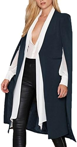 Women Elegant Long Sleeve Open Front Maxi Casual Cloak OL Office Trenchcoat Outwear