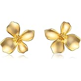 PhoebeTan Dainty Flower Stud Earrings | Hypoallergenic Floral Earrings for Women | Minimalist Blossom Gift