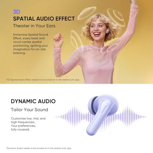 realme Buds T200 Auriculares Inalámbricos con 32dB ANC, 50H de Batería, Auriculares Bluetooth TWS In-Ear con 12,4 mm Hi-Res Audio Controlador y 3D Audio Espacial, IP55 Audífonos, Blanco