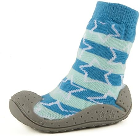 COMObaby Infant Toddler Non-Skid Rubber Sole Socks (Sky-star) Size 5-3/8" to 5-3/4"(136-145mm)