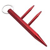 Kubaton Keyring aluminum Blunt Force in Black, Self Defense Weapon for Women Ladies Girls (Red with handle)