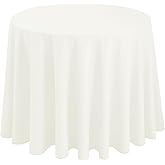 Hiasan Round Tablecloth 108 Inch - Waterproof Stain Resistant Spillproof Polyester Fabric Table Cloth for Dining Room Kitchen Party, Ivory