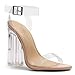 Herstyle Women's Cllaary Perpex Heel, Ankle Strap with and Adjustable Buckle Clear Nude 9.0
