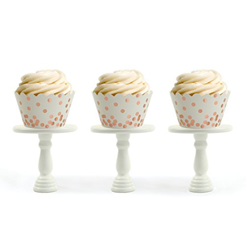 Andaz Press Rose Gold Foil Polka Dot Cupcake Wrappers, 24-Pack, Shiny Metallic Copper Champagne Themed Wedding Supplies