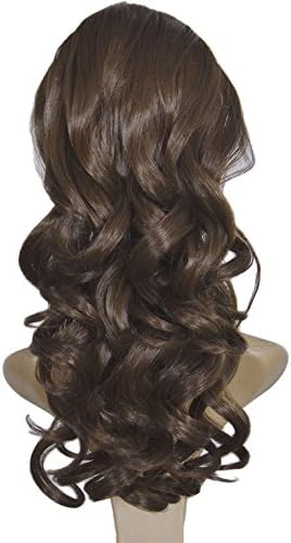 Diforbeauty Hand Curly 16" Medium Long Drawstring Clip in/on Ponytail Synthetic Hair extensions (8# Medium Ash Brown)