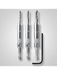 Juego de 3 puntas de bisagras para aperitivos 5 64 pulgadas, 7 64 pulgadas, 9 64 pulgadas, con resorte cargado para autocentración. Fabricado en EE.UU.