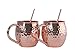 D&F Kitchen Pro Moscow Mule Mugs With Two Straws - Each Cup 1/2 Pound In Weight - 100% Solid Copper - Hammered Finish - Set of 2 - 16oz