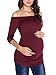 AnnAnn Womens Maternity Tunic Tops Off Shoulder 3/4Sleeve Classic Side Ruched T-shirt Pregnancy Clothes