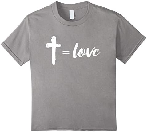 Kids Cross Equals Love, The Cross Is Love, Christian Love Shirt 10 Slate
