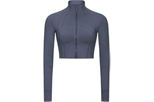 KTILG Women Workout Lightweight Jackets Zip Up Sports Running With Thumb Holes For Athletic Workout Yoga Gym