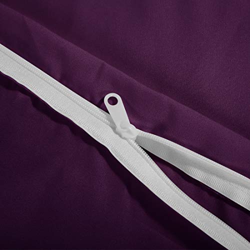 INGALIK Bedding 3 Piece Duvet Cover Set Queen Size with Zipper Closure Ultra Soft Breathable 100% Washed Microfiber Hotel Luxury Solid Color Collection 3pc (1 Duvet Cover + 2 Pillow Shams) Purple