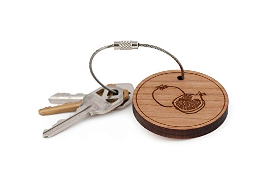 Pomegranate Keychain, Wood Twist Cable Keychain - Large - Thumbnail 3