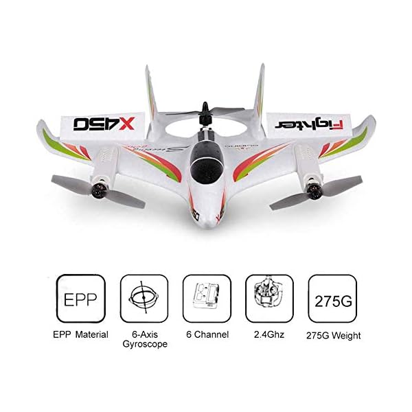 XK X450 RC Flugzeug, 2.4G 6CH RC Segelflugzeug Starrflügelflugzeug, 3 Flugmodelle Bürstenlose RC-Hubschrauber Vertikale… – Bild 3