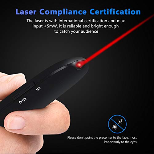 Rechargeable Wireless Presenter Remote Clicker, BEBONCOOL RF 2.4GHz Hyperlink Rechargeable USB Presentation Laptop Remote Control PPT Slides Clicker for PowerPoint, Prezi