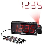 Vansky Digital Projection Alarm Clock Radio with Dimmer, 1.8