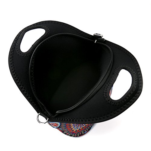 Insulated Neoprene Lunch Bag-Removable Shoulder Strap-X Large Size Reusable Thermal Thick Lunch Tote/Lunch Box/Cooler Bag With Wallet Pouch Fr Adults,Kids,Women,Men Teens,Girls,Baby (Colorful Flowers)