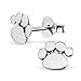 925 Sterling Silver Paw Print Stud Earrings 21170