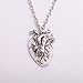 Anatomical Human Heart Pendant Necklace Punk Gothic Rocker Human Steampunk Silver Plated