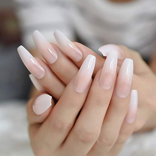 Natural Coffin Daily Salon False Nail Long Full Cover French Nail Tips Gradient Smooth Good Quality Ballerina Faux Ongles Pricepulse